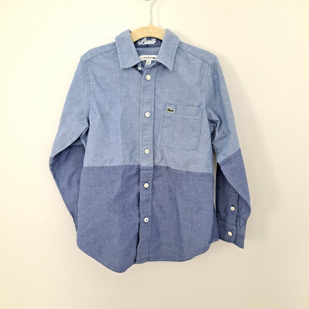 Boys Lacoste Two Tone Button Dress Shirt Preppy